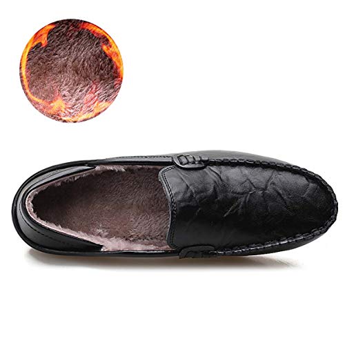 Men Shoes Genuine Cow Leather Moccasin Loafers TeMasculino Adulto Handmade Slip On Flat Boat Shoes Male Footwear Size 39-47 Black 7