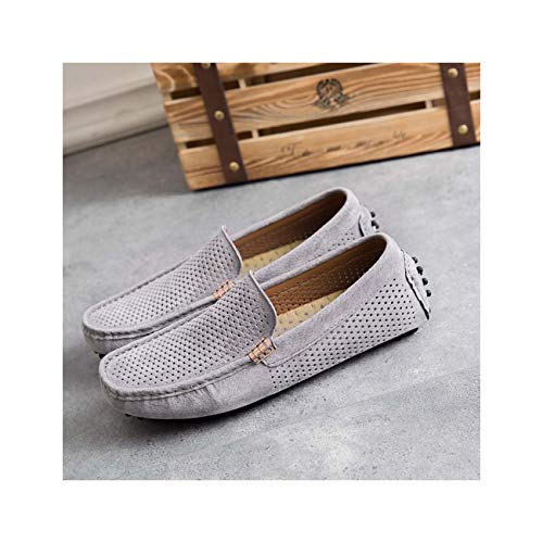 Mens Casual Loafers Luxury Brand Top Men's Casual Shoes Slip on Boat Shoes for Men Moccasins Chaussure 38-44 Grey 10