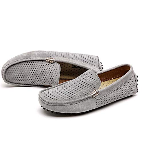 Mens Casual Loafers Luxury Brand Top Men's Casual Shoes Slip on Boat Shoes for Men Moccasins Chaussure 38-44 Grey 10