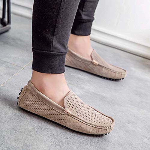 Mens Casual Loafers Luxury Brand Top Men's Casual Shoes Slip on Boat Shoes for Men Moccasins Chaussure 38-44 Grey 9.5