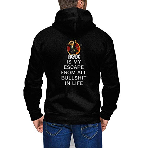 Men's Crew Sweatshirt, ACDC Band Logo Mans Hoodie Pullover Sweatshirt Soft Black