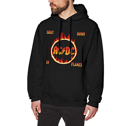 Men's Crew Sweatshirt, ACDC Design Mens Hoodies Sweatshirt Pullover Soft Cotton Black