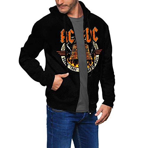 Men's Crew Sweatshirt, ACDC Hell's Highway Live Hells Bells Men Hoodies Pullover Sweatshirt Black