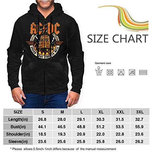 Men's Crew Sweatshirt, ACDC Hell's Highway Live Hells Bells Men Hoodies Pullover Sweatshirt Black
