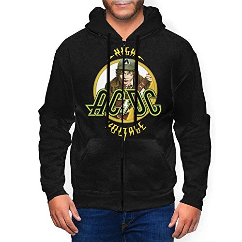 Men's Crew Sweatshirt, ACDC High Voltage Mens Hoodie Pullover Sweatshirt Black
