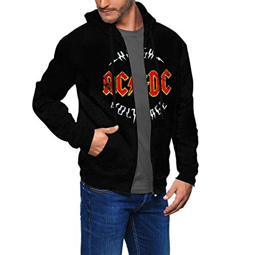 Men's Crew Sweatshirt, Vintage ACDC Design Mens Hoodie Pullover Sweatshirt Black