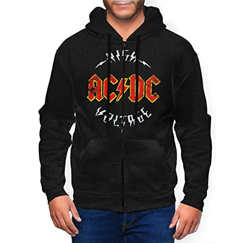 Men's Crew Sweatshirt, Vintage ACDC Design Mens Hoodie Pullover Sweatshirt Black