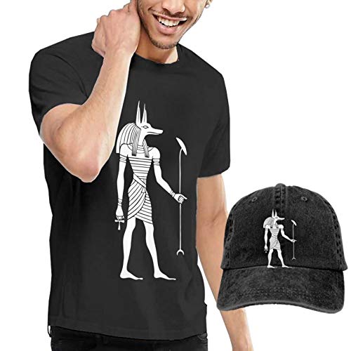 Mens egipcio Dios Anubis Interesante Estilo Camisetas Manga Corta Algodón Tee Tops W/Crowboy Tapas