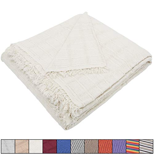 MERCURY TEXTIL- Colcha Multiusos Sofa,Manta Foulard,Plaid para Cama,Cubresofa Cubrecama,jarapas,Comoda Practica y Suave. Poliester Algodón (230 x 260cm, Liso BEIG)