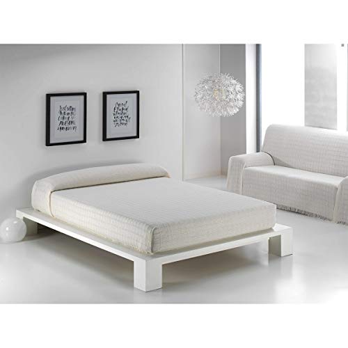 MERCURY TEXTIL- Colcha Multiusos Sofa,Manta Foulard,Plaid para Cama,Cubresofa Cubrecama,jarapas,Comoda Practica y Suave. Poliester Algodón (230 x 260cm, Liso BEIG)