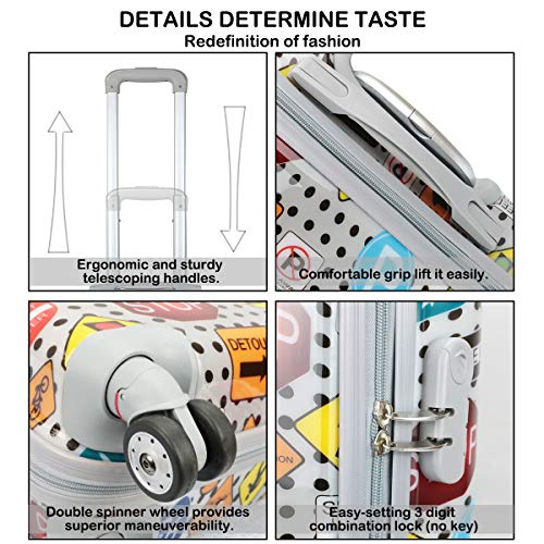 MERCURY TEXTIL-Equipaje de Mano (55cm Super Ligera con 4 Ruedas,con película Protectora Que se Quita,Material Policarbonato) (Señales de trafico)