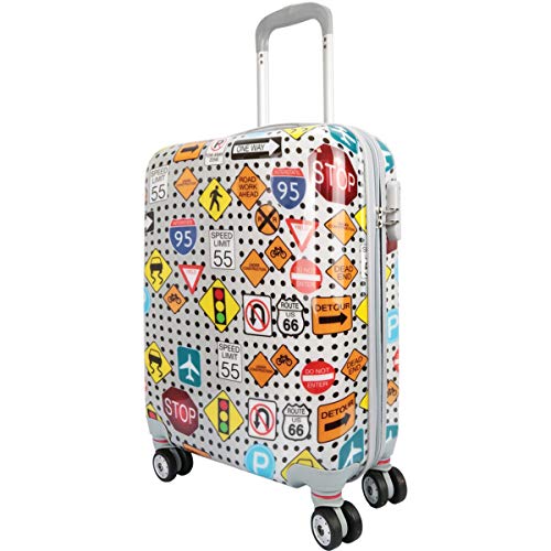 MERCURY TEXTIL-Equipaje de Mano (55cm Super Ligera con 4 Ruedas,con película Protectora Que se Quita,Material Policarbonato) (Señales de trafico)