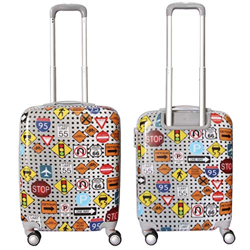 MERCURY TEXTIL-Equipaje de Mano (55cm Super Ligera con 4 Ruedas,con película Protectora Que se Quita,Material Policarbonato) (Señales de trafico)