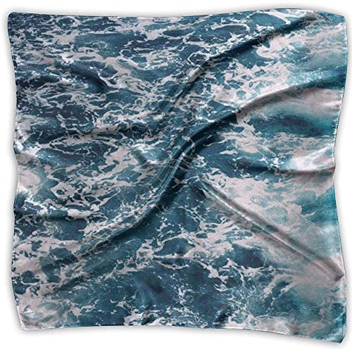 Merle House Ocean Waves Sea Foam Bufanda cuadrada estampada para mujer Tocado Cuello Satén Bufandas Abrigo Chal Pañuelo