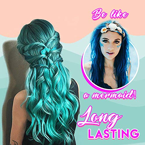 Mermaid Hair Coloring Shampoo, Mild Safe Hair Dyeing Shampoo for All Hairs, One-time Molding Paste Dye Cream Hair Gel Blue+Green