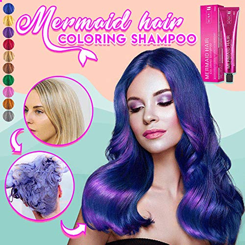 Mermaid Hair Coloring Shampoo, Mild Safe Hair Dyeing Shampoo for All Hairs, One-time Molding Paste Dye Cream Hair Gel Blue+Green