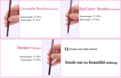 MERRYHE Makeup Brush Set 13pcs Base Powder Eyeshadow Eye Face Kit De Pinceles para Herramientas con Funda para Portavasos,Red