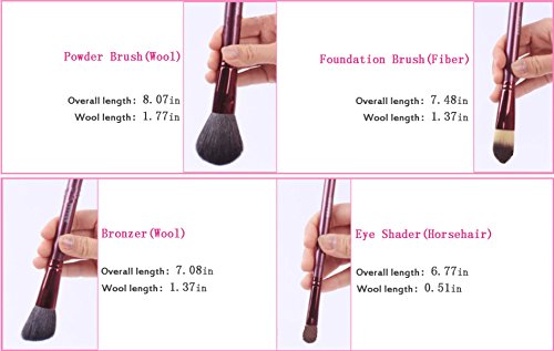 MERRYHE Makeup Brush Set 13pcs Base Powder Eyeshadow Eye Face Kit De Pinceles para Herramientas con Funda para Portavasos,Red