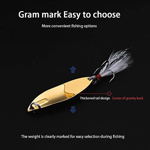 Metallo Esche Da Pesca Cucchiaio Esche Artificiali, Esche Da Pesca in Acqua Salata Luminosa, Esche Da Pesca Kit per Spigole, Paillettes Placcate Sono Altamente Riflettenti(Blue),10g