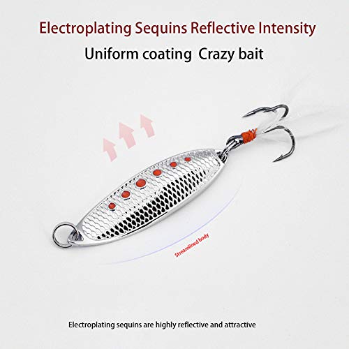 Metallo Esche Da Pesca Cucchiaio Esche Artificiali, Esche Da Pesca in Acqua Salata Luminosa, Esche Da Pesca Kit per Spigole, Paillettes Placcate Sono Altamente Riflettenti(Blue),10g