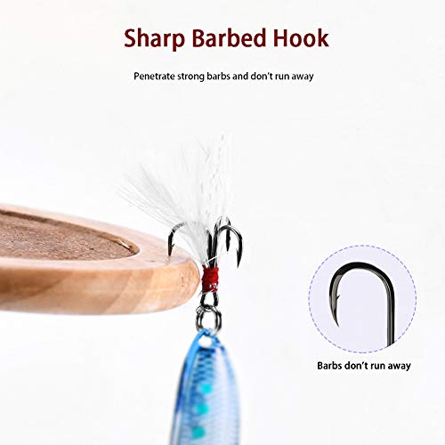 Metallo Esche Da Pesca Cucchiaio Esche Artificiali, Esche Da Pesca in Acqua Salata Luminosa, Esche Da Pesca Kit per Spigole, Paillettes Placcate Sono Altamente Riflettenti(Blue),10g