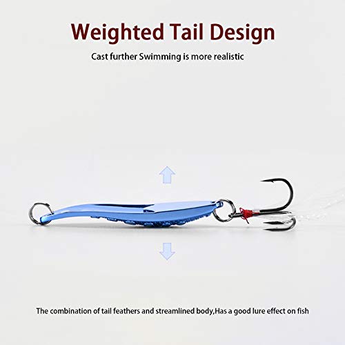 Metallo Esche Da Pesca Cucchiaio Esche Artificiali, Esche Da Pesca in Acqua Salata Luminosa, Esche Da Pesca Kit per Spigole, Paillettes Placcate Sono Altamente Riflettenti(Blue),10g