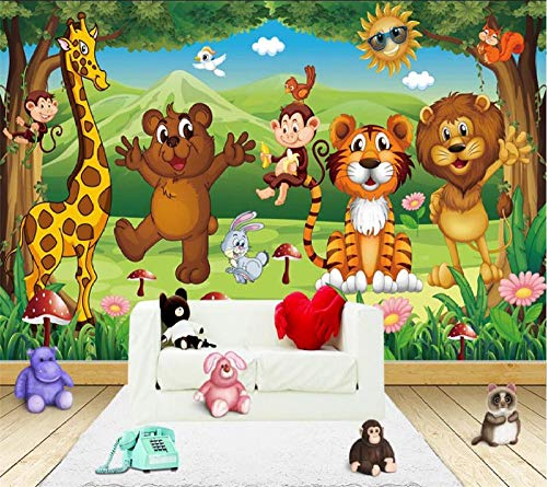 MGQSS fondo de pantalla mural Dibujos animados de parque de animales Autoadhesivo 3D póster foto Hogar decoración dormitorio sala cocina televisión corredor oficina Cuarto de los niños(W)200x(H)150 cm