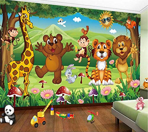 MGQSS fondo de pantalla mural Dibujos animados de parque de animales Autoadhesivo 3D póster foto Hogar decoración dormitorio sala cocina televisión corredor oficina Cuarto de los niños(W)200x(H)150 cm