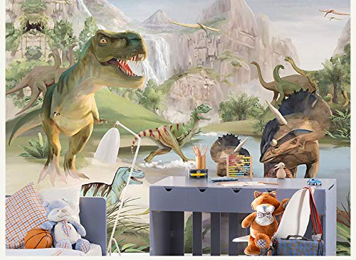 MGQSS fondo de pantalla mural Parque animal dinosaurio Autoadhesivo 3D póster foto Hogar decoración dormitorio sala cocina televisión corredor oficina Cuarto de los niños antecedentes(W)400x(H)280 cm