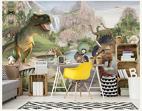 MGQSS fondo de pantalla mural Parque animal dinosaurio Autoadhesivo 3D póster foto Hogar decoración dormitorio sala cocina televisión corredor oficina Cuarto de los niños antecedentes(W)400x(H)280 cm