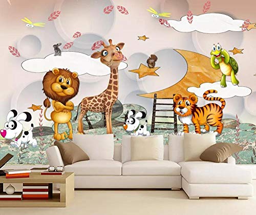MGQSS fondo de pantalla mural Parque de animales de dibujos animados Autoadhesivo 3D póster foto Hogar decoración dormitorio sala cocina televisión corredor oficina Cuarto de los niños(W)400x(H)280 cm