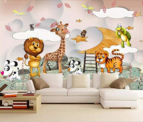 MGQSS fondo de pantalla mural Parque de animales de dibujos animados Autoadhesivo 3D póster foto Hogar decoración dormitorio sala cocina televisión corredor oficina Cuarto de los niños(W)400x(H)280 cm