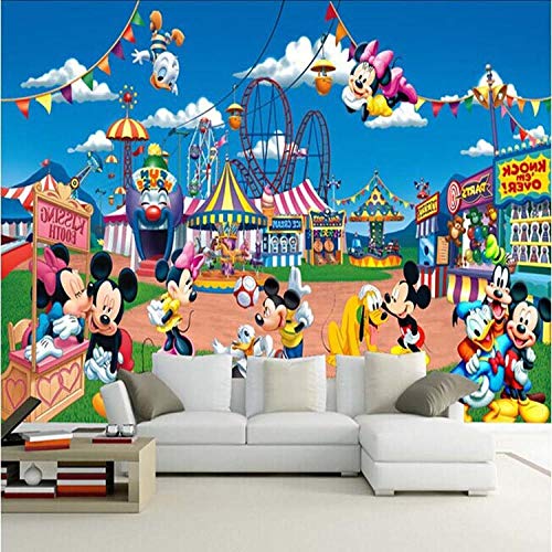 MGQSS fondo de pantalla mural Parque infantil de personaje de ratón de dibujos animados Autoadhesivo 3D póster foto Hogar decoración dormitorio sala cocina televisión corredor oficina (W)200x(H)150 cm