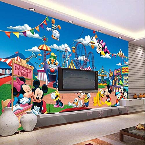 MGQSS fondo de pantalla mural Parque infantil de personaje de ratón de dibujos animados Autoadhesivo 3D póster foto Hogar decoración dormitorio sala cocina televisión corredor oficina (W)200x(H)150 cm