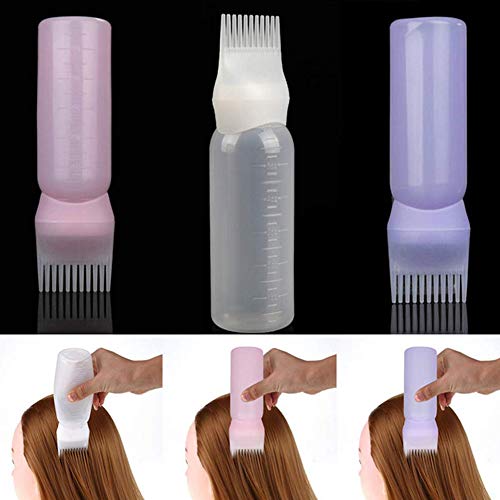 mi ji 120ml botella de tinte de pelo aplicador con cepillo de botella Graduado Raíz peine peine aplicador peluquería para colorear -1pc Blanca