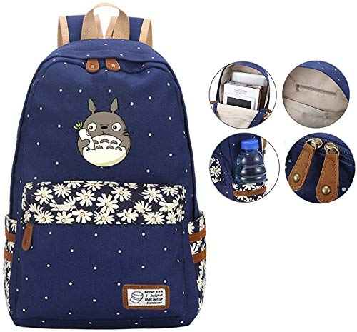 Mi Vecino Totoro Mochila Mochila de Dibujos Animados Bolso de Hombro Escolar Studio Ghibli Adolescente Bolso de Escuela para Estudiante Mochila Escolar Niño Niña (A)