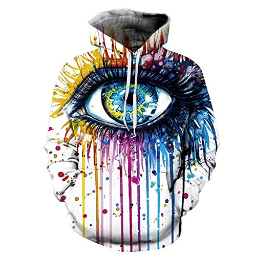 MIAOBAI55 Sudadera Casual de Moda Pareja de Hombres y Mujeres más tamaño suéter Encapuchado Grandes Ojos impresión de la Pintada suéter Encapuchado (Size : XXL)
