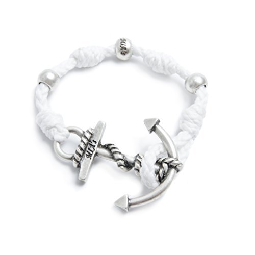 Mia's Love Boat - Pulsera con bolas entre nudos y ancla, color blanco