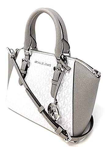 Michael Kors Ciara Medium Saffiano Leather Messenger Bag Bright White