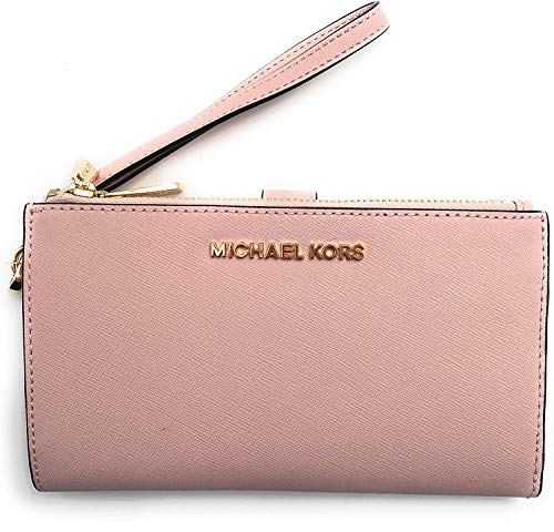 Michael Kors Jet Set Travel Double Zip Saffiano Leather Wristlet Wallet (Blossom)