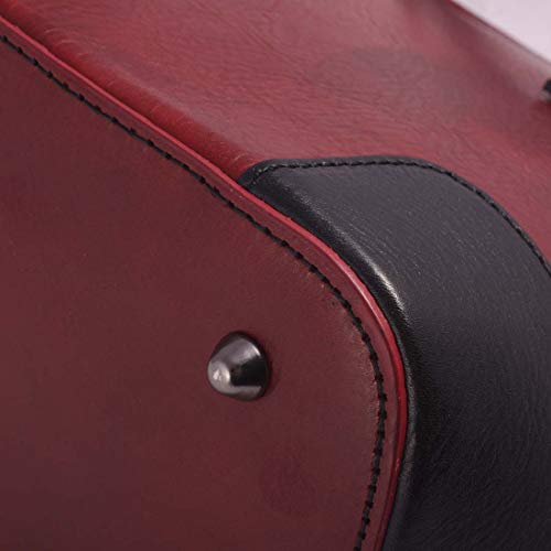 Michelangelo Piel Genuina, Piel de Becerro, Hecha a Mano, Italia - Bolso Redondo Girona en Cuero 39,5x15 A23,5 cm (Rojo)