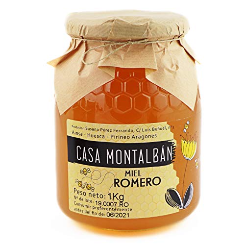 Miel de abeja pura Romero Hecha en España 100% Natural, Miel cruda sin calentar sin aditivos directo de Apicultor- 1 Kg
