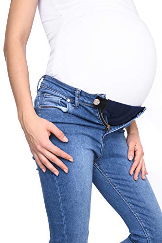 Mija - Juego de 3: Maternidad Embarazo banda de cintura AJUSTABLE extensor elástico de cintura 1028 (Azul)