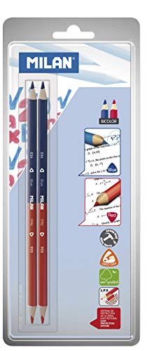 Milan BWM10294 - Blíster con 2 lápices bicolores, color azul y rojo