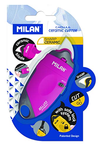 Milan BWM10337 Capsule - Cortador con hoja de cerámica, Colores Surtidos (Rosa, Amarillo, Negro)