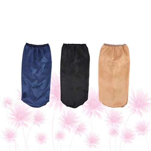 Milisten 3 Piezas Gorro de Dormir de Satén Gorro de Dormir Elástico Flor Impresa para Trenzas de Cabello Largo Rastas Cabello Rizado para Mujeres Damas (Negro Azul Marino Dorado)