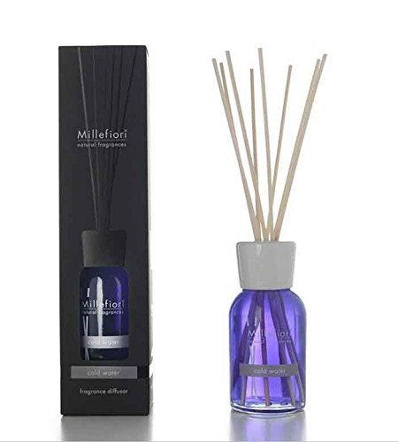 Millefiori Milano – Ambientador Natural Fragrances Stick difusor Cold Water 250 ml, difusor varillas Madera de Cedro