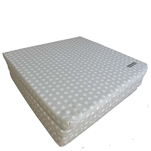 Mimuselina Colchoneta Suelo Bebé | Colchoneta de Suelo Evolutiva Gateo, Alfombra de Juegos Desenfundable y Plegable, Versátil, Estampado de Estrellas Gris, 120x120x5cm