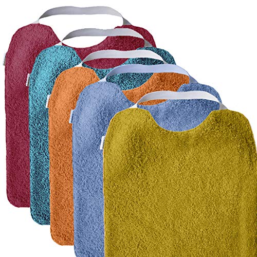 Mimuselina Pack 5 Baberos | Pack Bright Ideal para Guardería, Interior Impermeable, Goma en Cuello para Fomentar Autonomía e Independencia, de Rizo, 31 x 25 cm