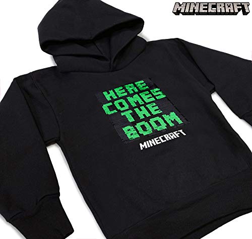 Minecraft Sudadera con Capucha para Niños, Sudaderas Adolescentes Niño, Suéter Manga Larga Hoodie de Lentejuelas Reversibles con Motivo de Creeper, Pullover Niño Jogging Top De Algodón (5/6 años)